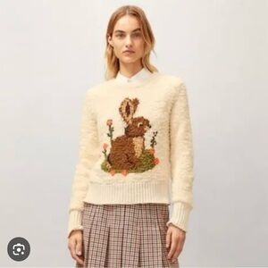 Rare and sought after Tory Burch cottage core bunny rabbit sweater size large